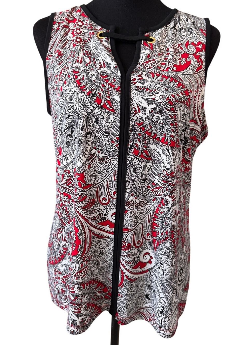NEW LIZ CLAIBORNE Career Women's Paisley Print Sleeveless Blouse Size M